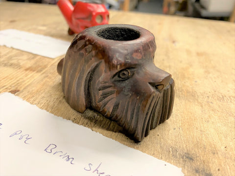 Vtg dog face Smoking Pipe Hand carved Tobacco Head Rare! Cool Piece! Scotty Shee