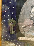 Civil War Shadow Box Display RR key Skeleton Hat Badge Custer Lighter Flag Vtg!