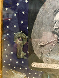 Civil War Shadow Box Display RR key Skeleton Hat Badge Custer Lighter Flag Vtg!