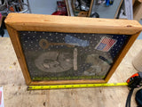 Civil War Shadow Box Display RR key Skeleton Hat Badge Custer Lighter Flag Vtg!