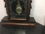 Antique Waterbury Wooden pendulum shelf clock Vintage Stained Glass 1890 latch