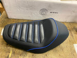Blue Stitch Solo Seat Harley Sportster 2010^ Ribbed 883 1200 Custom 3.3 tank