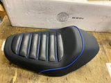 Blue Stitch Solo Seat Harley Sportster 2010^ Ribbed 883 1200 Custom 3.3 tank