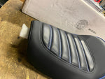 Blue Stitch Solo Seat Harley Sportster 2010^ Ribbed 883 1200 Custom 3.3 tank