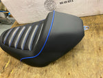Blue Stitch Solo Seat Harley Sportster 2010^ Ribbed 883 1200 Custom 3.3 tank