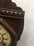 Antique Waterbury Wooden pendulum shelf clock Vintage Stained Glass 1890 latch