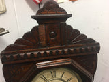 Antique Waterbury Wooden pendulum shelf clock Vintage Stained Glass 1890 latch