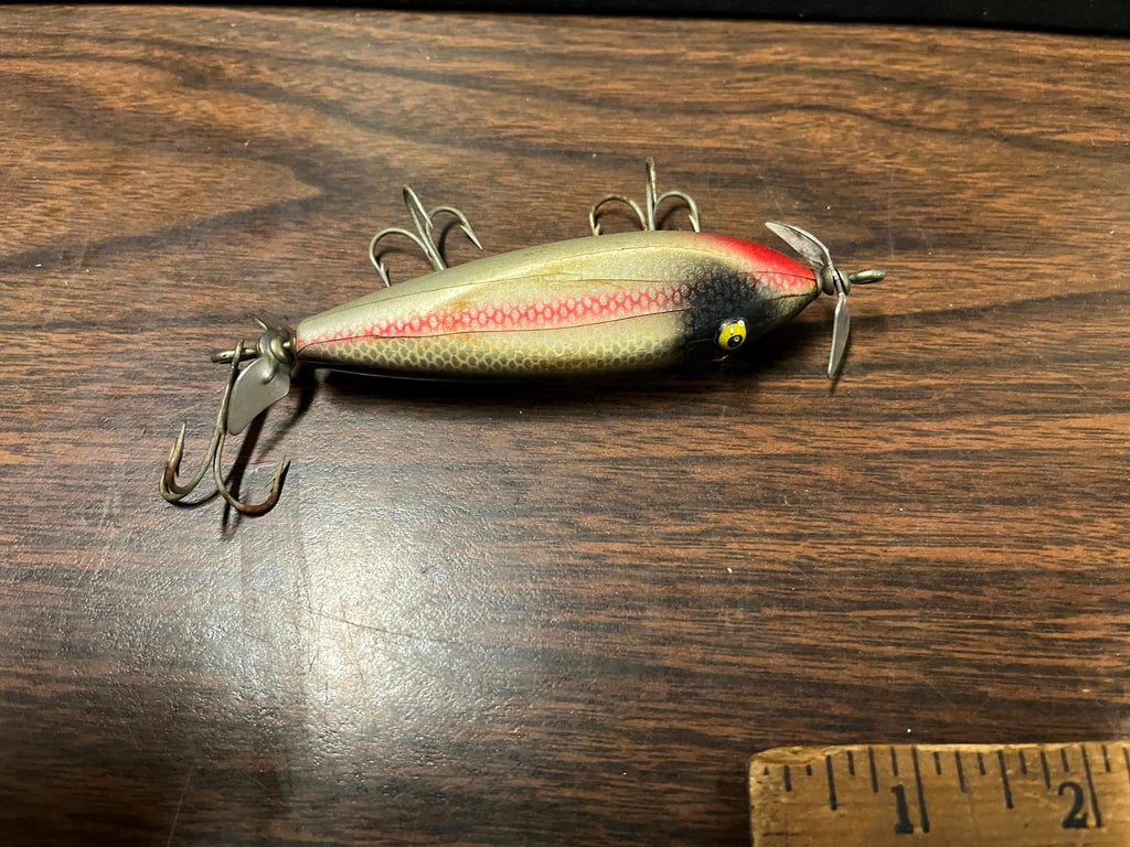 Vintage 1950s Creek Chub Injured Minnow Wooden Fishing Lure cyclewarehouse.online Vintage 1950s Creek Chub Injured Minnow Wooden Fishing Lure cyclewarehouse.online