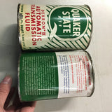 Vtg Full Mobil Permazone Antifreeze Coolant & Empty Quaker State ATF Metal Cans