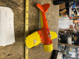 Vtg Hubley Kiddie Toy Fold up wing Wheels Landing gear Airplane Metal tin 1950's