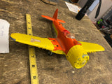 Vtg Hubley Kiddie Toy Fold up wing Wheels Landing gear Airplane Metal tin 1950's