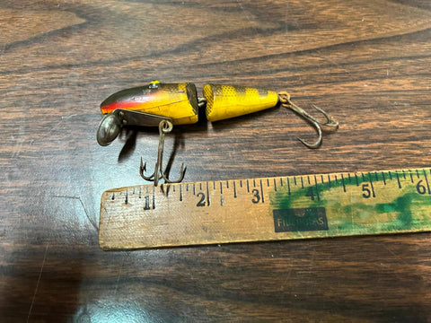 Vtg Shur Strike 1940s Jointed Pike Wooden Fishing Lure Jointed Creek C –