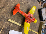 Vtg Hubley Kiddie Toy Fold up wing Wheels Landing gear Airplane Metal tin 1950's
