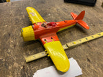 Vtg Hubley Kiddie Toy Fold up wing Wheels Landing gear Airplane Metal tin 1950's