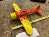 Vtg Hubley Kiddie Toy Fold up wing Wheels Landing gear Airplane Metal tin 1950's