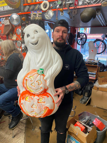31" Ghost Jackolanterns Pumpkins Halloween Decor Yard Blow Mold Empire Light up
