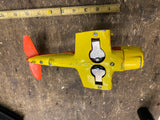 Vtg Hubley Kiddie Toy Fold up wing Wheels Landing gear Airplane Metal tin 1950's