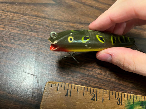 Vintage 1970s C.C.B.C. Darter Wooden Topwater Fishing Lure Frog