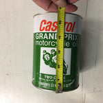 Vtg Full Castrol Grand Prix Motorcycle 2 cycle Oil 1qt Metal Tin Can SAE 50 MIX
