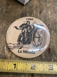 Vtg la marida amca Pin 1980 JD Harley davidson Indian Hendee reading standard