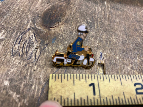 Vtg harley davidson Police bike Pin FLH Electra Glide 1960's Amf Cap Hat panhead