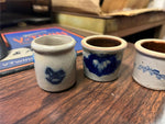 VTG Lot of 5 Blue Salt Glaze Pottery Home-made 2" cups