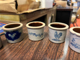 VTG Lot of 5 Blue Salt Glaze Pottery Home-made 2" cups