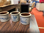 VTG Lot of 5 Blue Salt Glaze Pottery Home-made 2" cups
