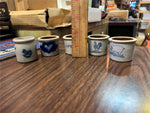 VTG Lot of 5 Blue Salt Glaze Pottery Home-made 2" cups