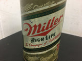 Vintage Miller High Life Champagne of beer Advertising Tin Can Flint Liter Nice!