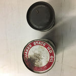 VTG Full Quaker State Motor Oil & Empty Wheel Bearing Lube Metal Tin Cans Lot