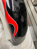 Front Fender Factory Custom Paint Black White Red Flames Harley FLH Bagger 2013<
