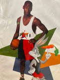 Vtg Space Jam Movie Advertising Poster Bugs Bunny Air Jordan Nike Shoes Store!