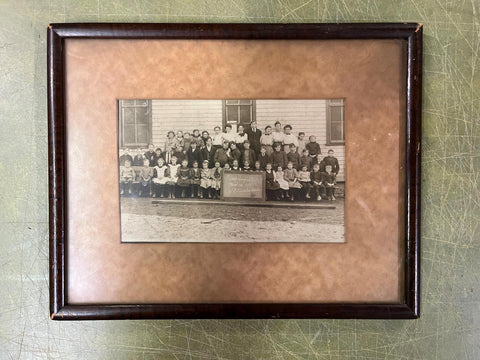 VTG antique 1908 Clarksburg School Portfolio Framed Picture 9.5X12 class picture