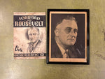 VTG antique 1930s Forward With Roosevelt FDR Campaign poster & framed picture