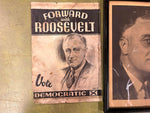VTG antique 1930s Forward With Roosevelt FDR Campaign poster & framed picture