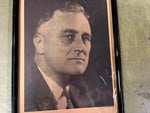 VTG antique 1930s Forward With Roosevelt FDR Campaign poster & framed picture
