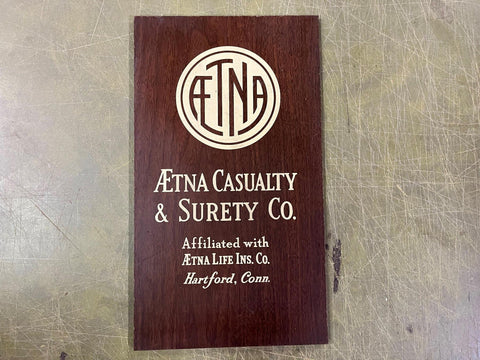 VTG Aetna Casualty & Surety Co. Hartford Conn. Wooden plaque Decorative Piece