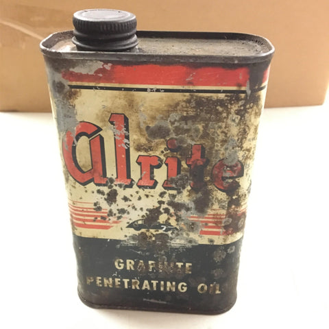 Alrite Graphite Penetrating Oil Gas can Vintage Truck auto 1950's Collectible