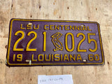Vtg 1960 Louisiana LSU Centennial License Plate Football College Sports Hot Rod