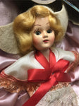 Vintage Doll of all lands Pink/white lace dress blonde box USA 1950s Antique