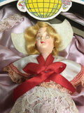 Vintage Doll of all lands Pink/white lace dress blonde box USA 1950s Antique