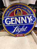 vtg Genny Light Beer 21" tin sign man cave bar Genesee valley