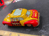 Vintage Walt Disney Products Friction Mad Hatters Sky View Taxi Cab Tin Toy Car!