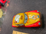 Vintage Walt Disney Products Friction Mad Hatters Sky View Taxi Cab Tin Toy Car!