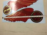 Pair Vintage Gas Tank Stickers Decals Shovelhead Ball wing RED FLH FLT Superglid