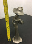 vintage Peltro Cesellato A Mano Pewter 6" tall Flower woman Italy unique Art!!!