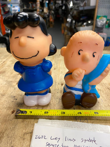 Vtg 1966 Peanuts Lucy Linus Doll Syndicate inc Lot Charles Schwatz Squeak toys