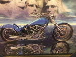 Classic Harley Davidson custom Chopper framed art Mt Rushmore glass wall décor