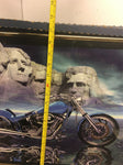 Classic Harley Davidson custom Chopper framed art Mt Rushmore glass wall décor